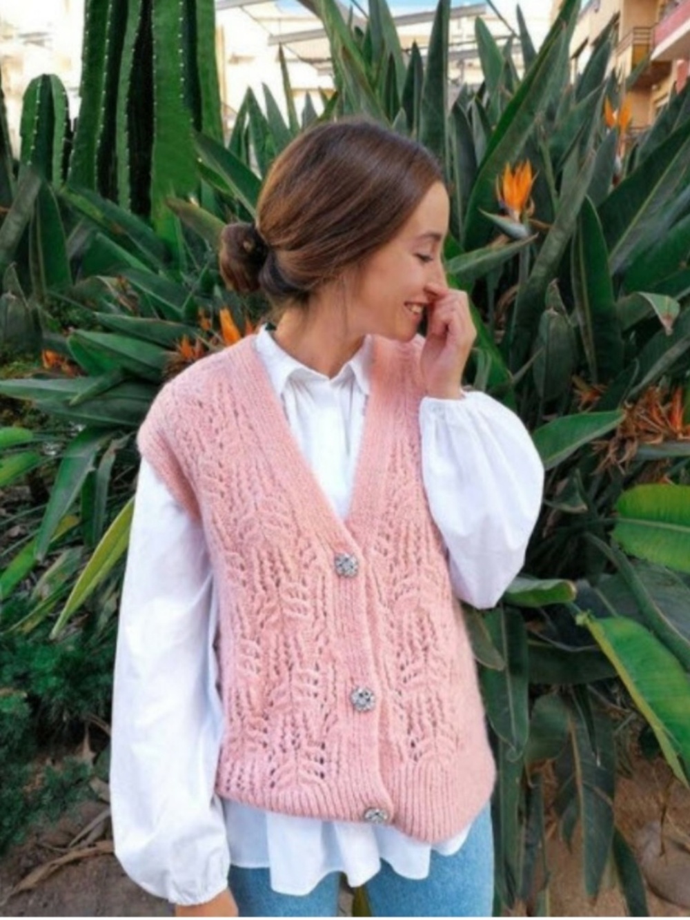 Zara Jewel Button Knit Vest